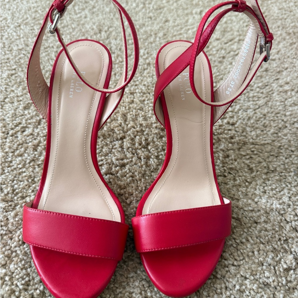 Polo Ralph Lauren Rae Leather Sandal size 37.5b retail $295 made in Italy.